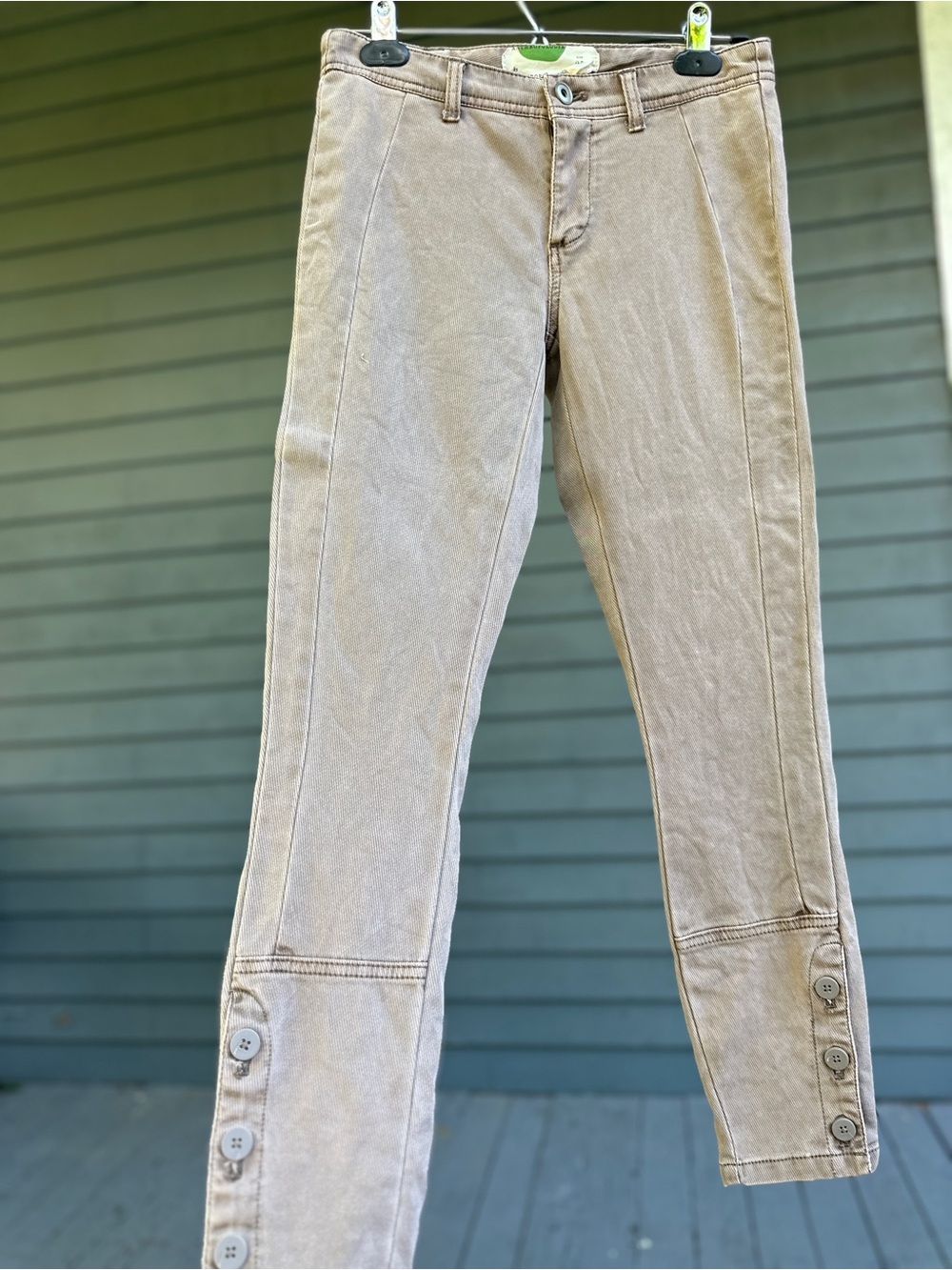 Anthropologie Olive Brown Button-Hem Chinos